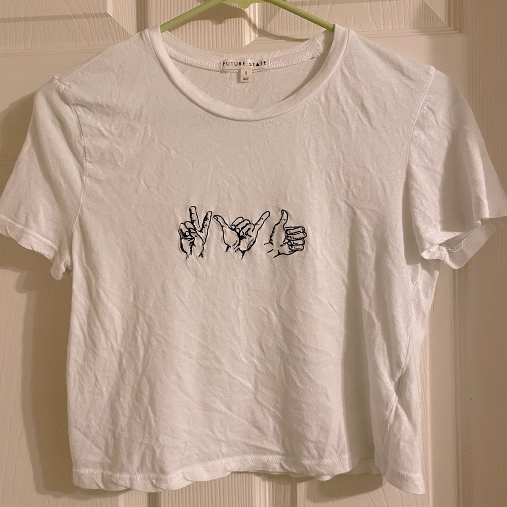 Cute embroidered crop top. Size S
